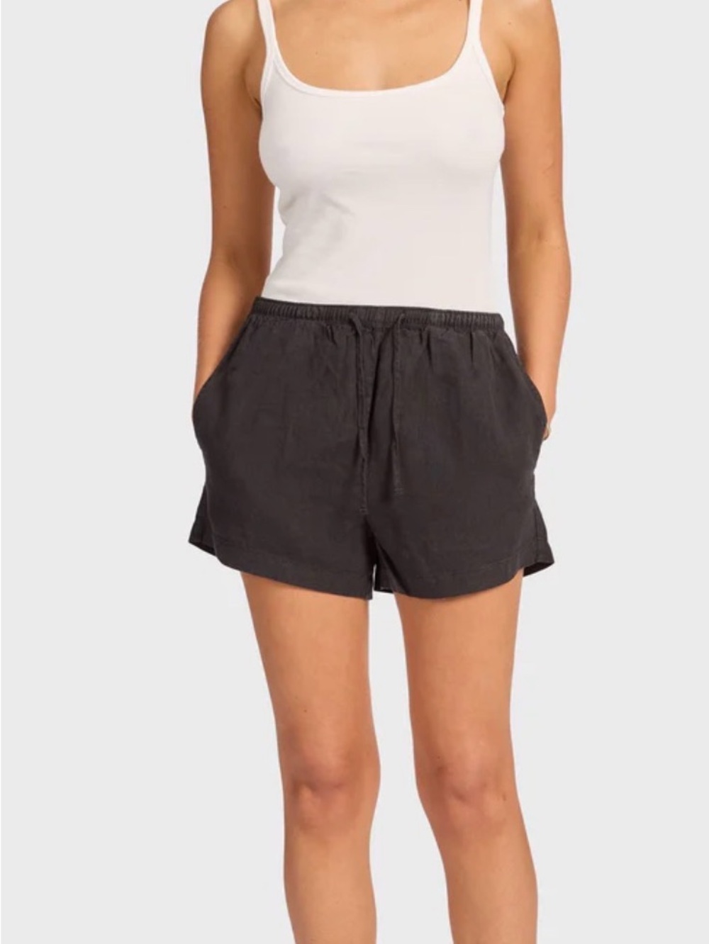 GAP Black Drawstring Linen-Blend Athletic Shorts
